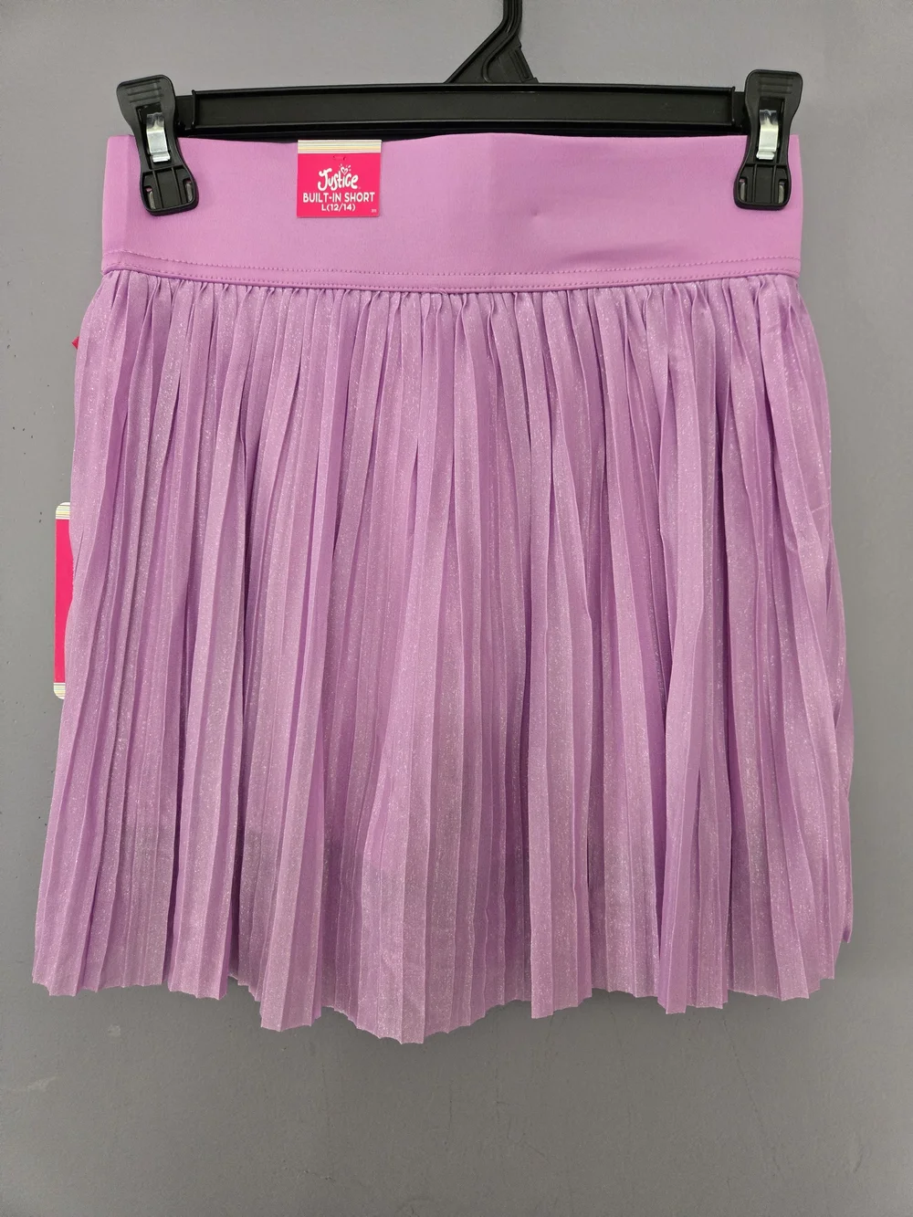 Justice Lilac Pleated Sparkle Skirt